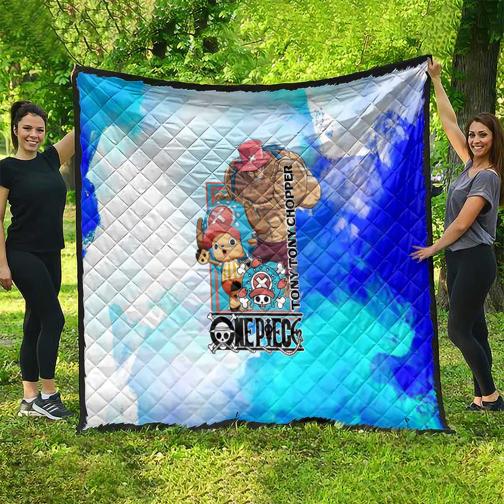 Tony Tony Chopper One Piece Blue Theme Quilt with Cute Reindeer Design and Transformation Forms - The Mazicc