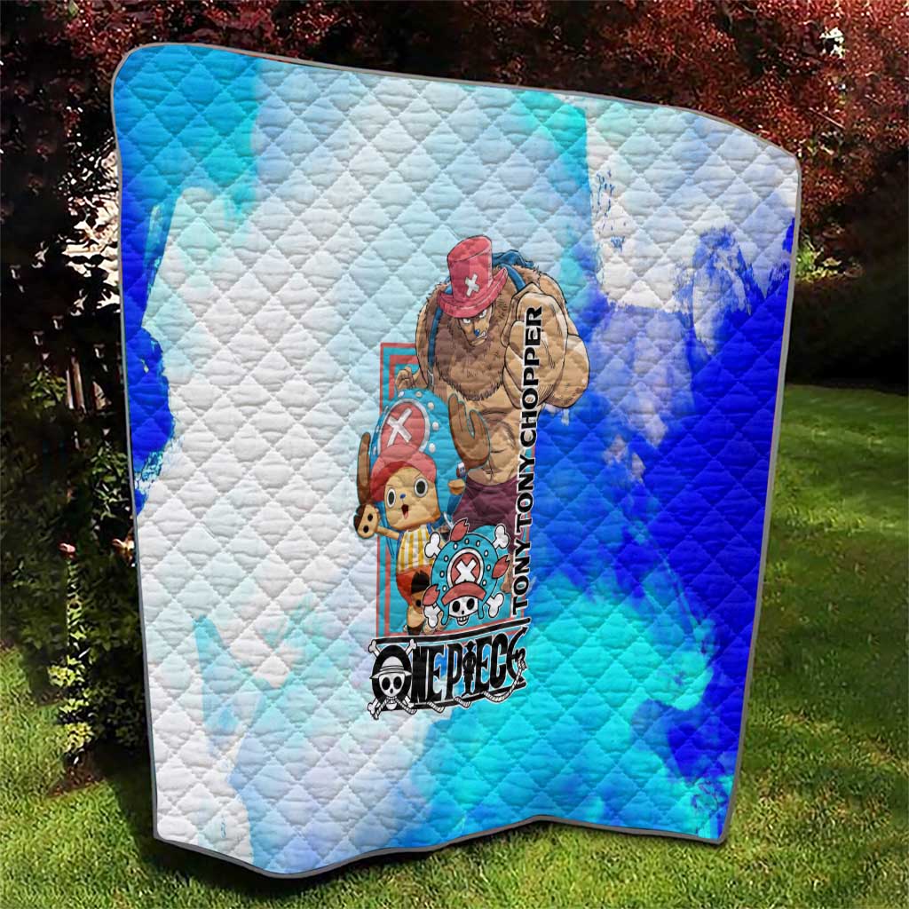 Tony Tony Chopper One Piece Blue Theme Quilt with Cute Reindeer Design and Transformation Forms - The Mazicc