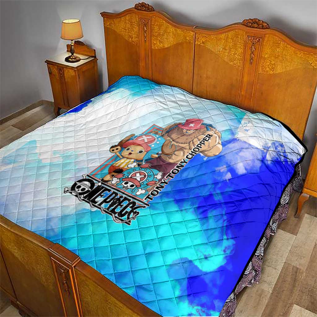 Tony Tony Chopper One Piece Blue Theme Quilt with Cute Reindeer Design and Transformation Forms - The Mazicc