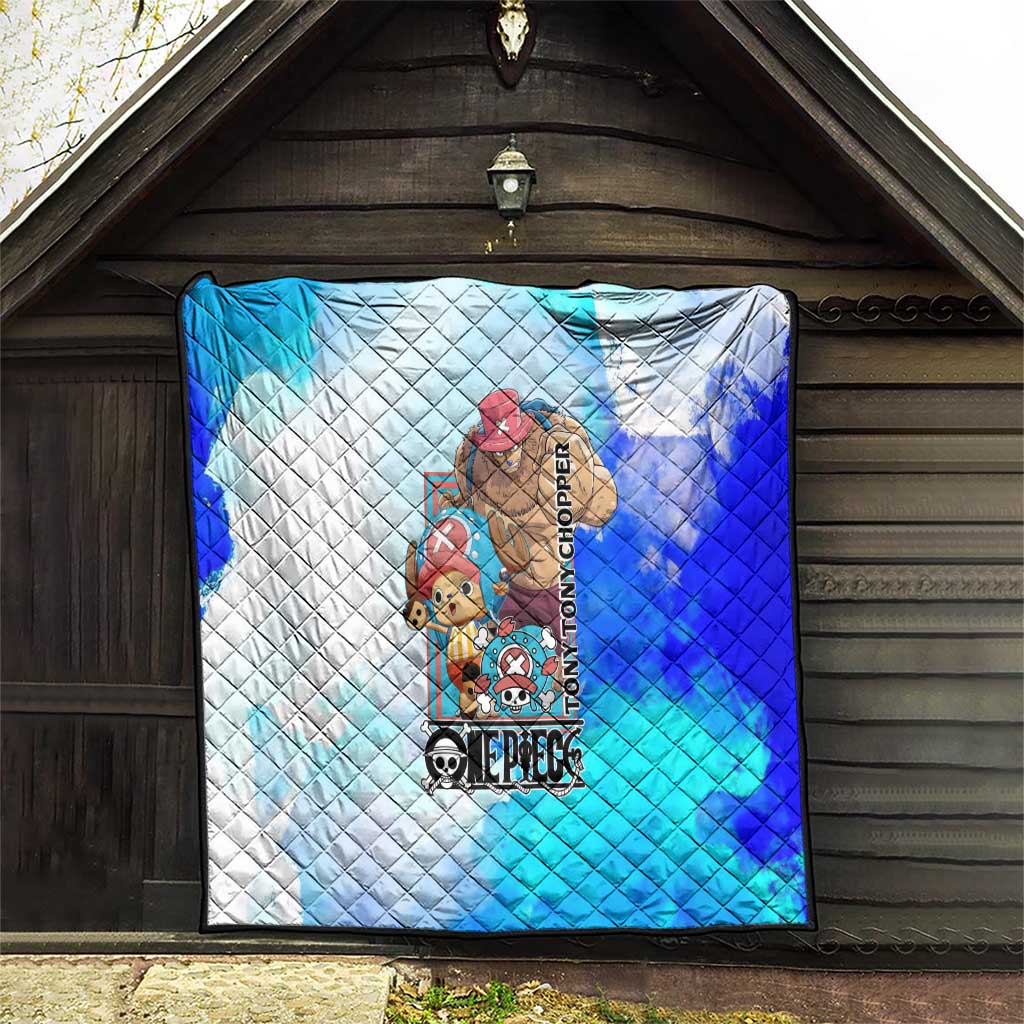 Tony Tony Chopper One Piece Blue Theme Quilt with Cute Reindeer Design and Transformation Forms - The Mazicc