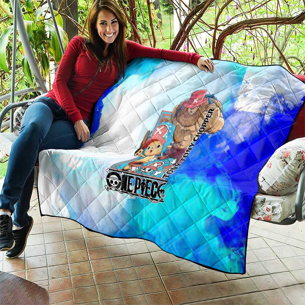 Tony Tony Chopper One Piece Blue Theme Quilt with Cute Reindeer Design and Transformation Forms - The Mazicc