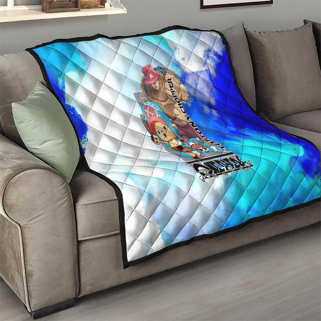 Tony Tony Chopper One Piece Blue Theme Quilt with Cute Reindeer Design and Transformation Forms - The Mazicc