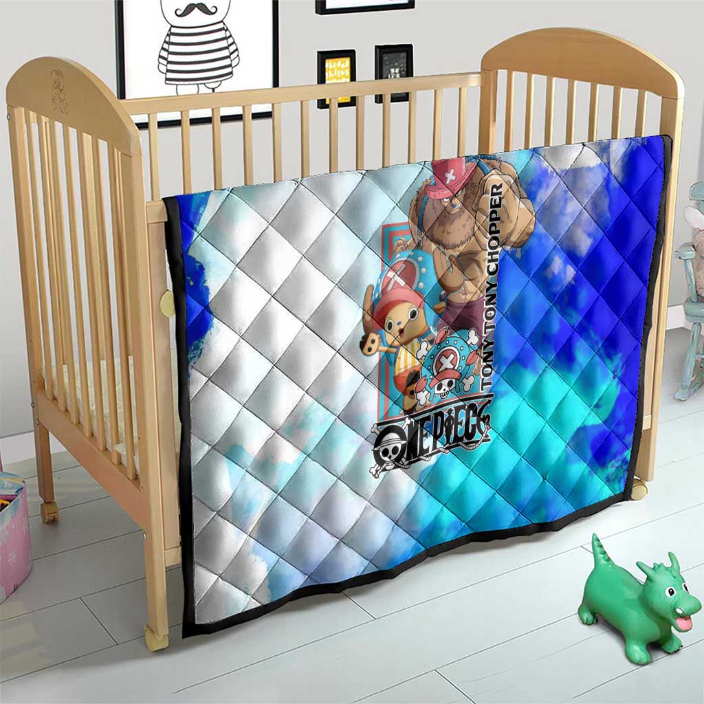 Tony Tony Chopper One Piece Blue Theme Quilt with Cute Reindeer Design and Transformation Forms - The Mazicc