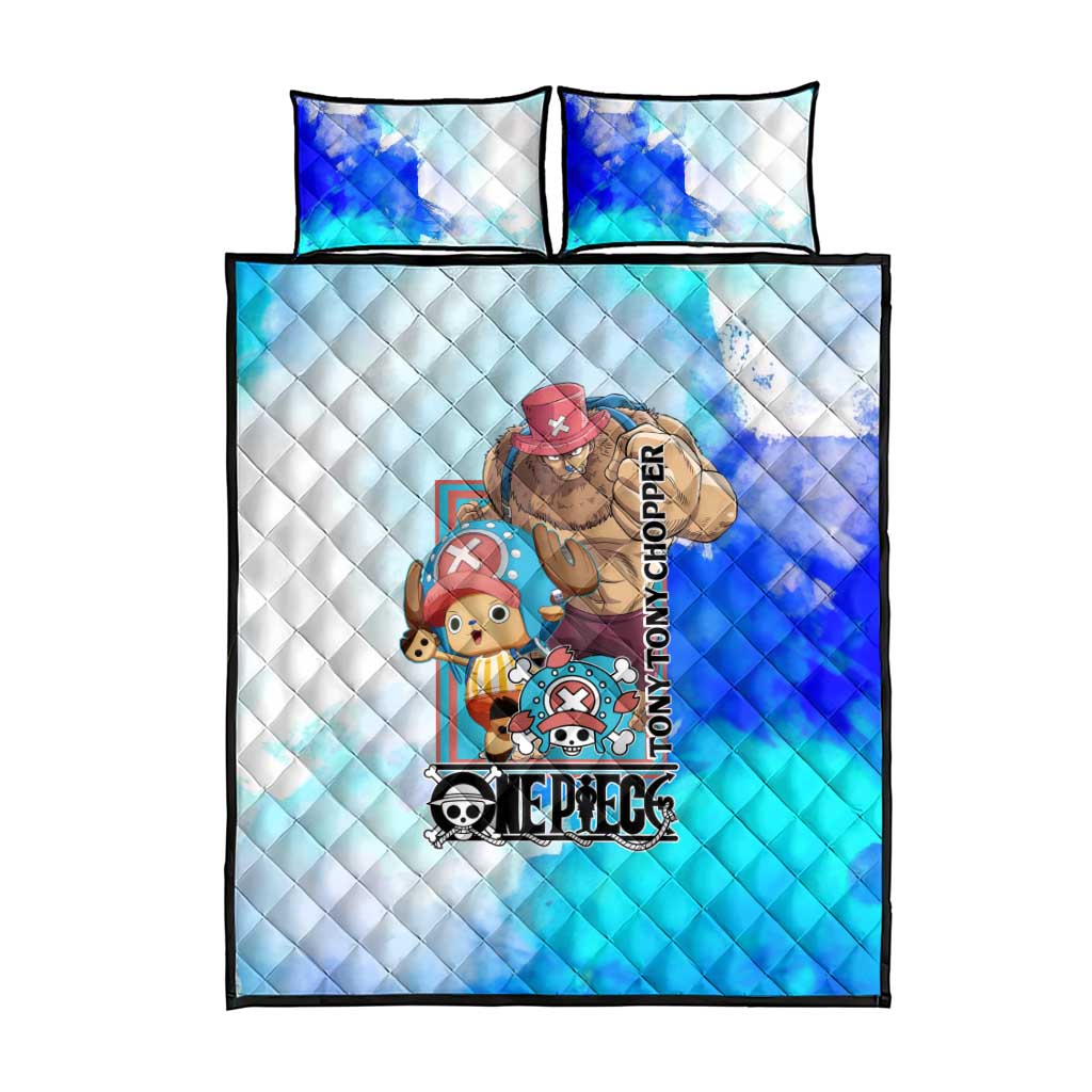 Tony Tony Chopper One Piece Blue Theme Quilt Bed Set with Cute Reindeer Design and Transformation Forms - The Mazicc