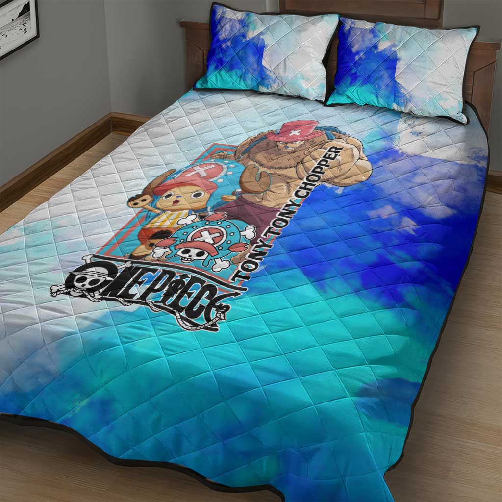 Tony Tony Chopper One Piece Blue Theme Quilt Bed Set with Cute Reindeer Design and Transformation Forms - The Mazicc