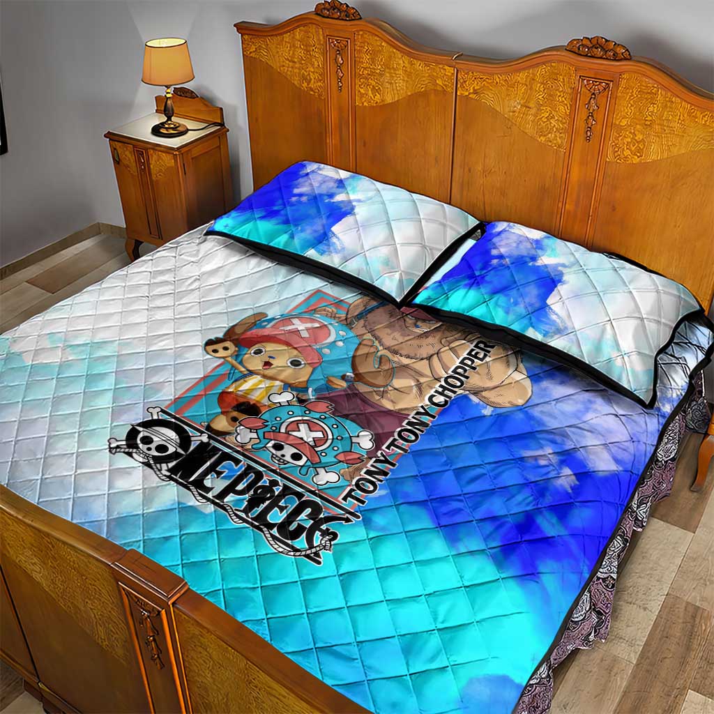 Tony Tony Chopper One Piece Blue Theme Quilt Bed Set with Cute Reindeer Design and Transformation Forms - The Mazicc