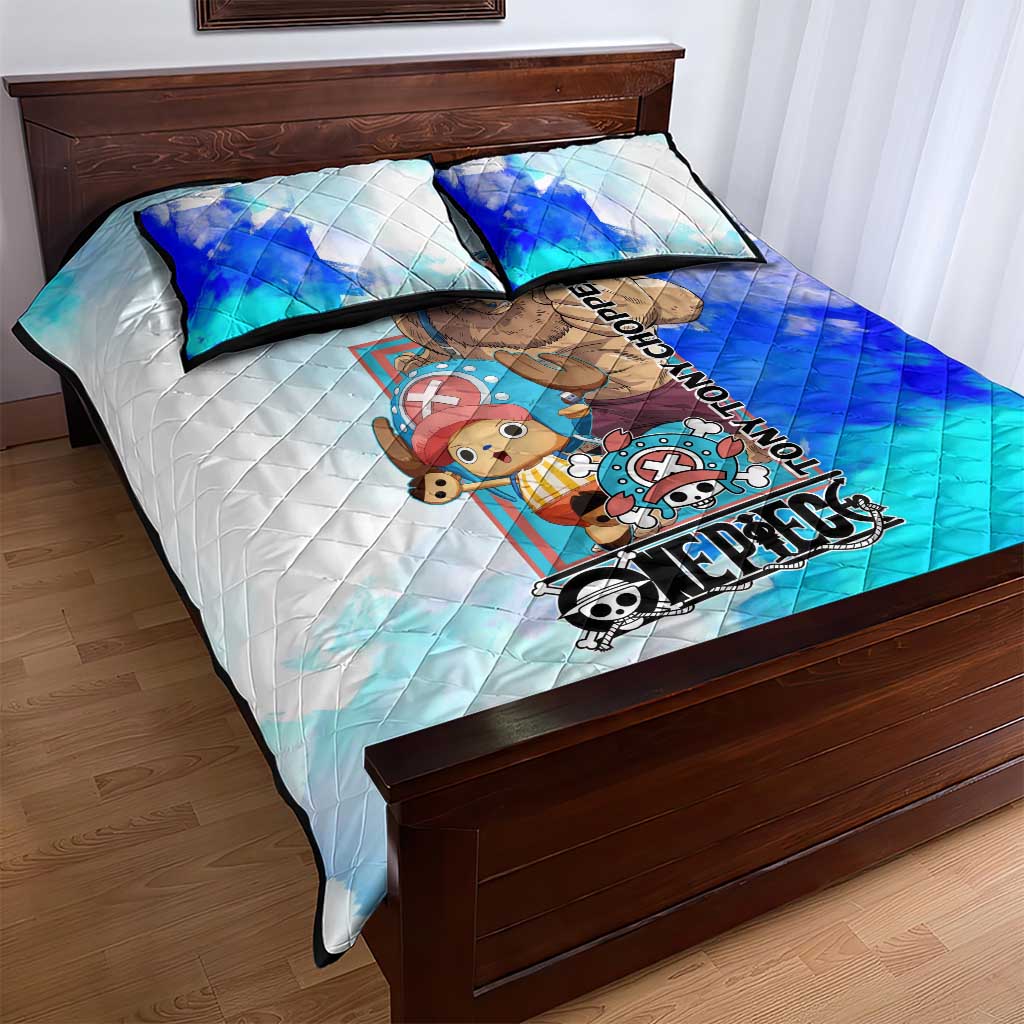Tony Tony Chopper One Piece Blue Theme Quilt Bed Set with Cute Reindeer Design and Transformation Forms - The Mazicc