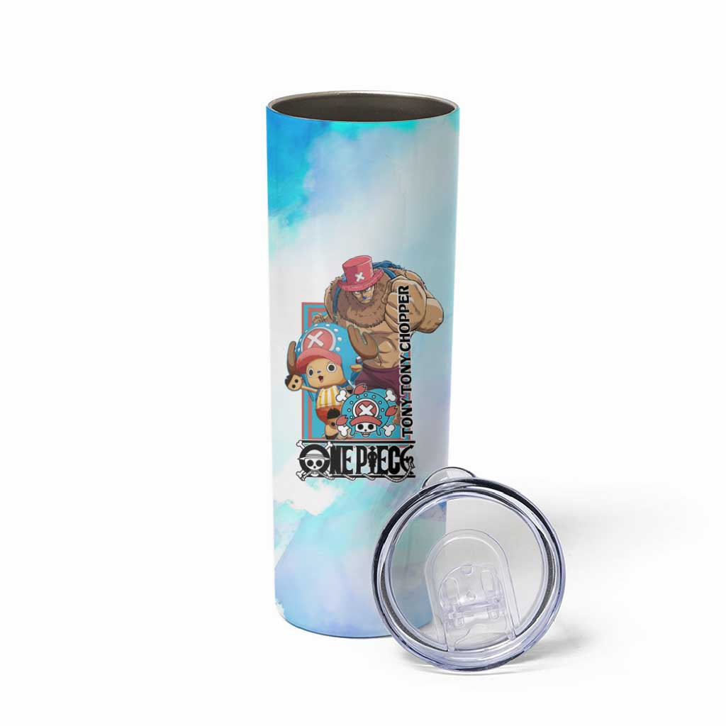 Tony Tony Chopper One Piece Blue Theme Skinny Tumbler with Cute Reindeer Design and Transformation Forms - The Mazicc