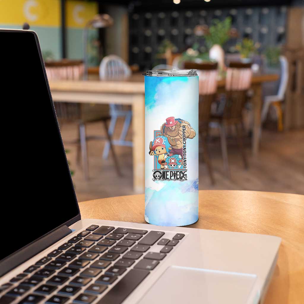 Tony Tony Chopper One Piece Blue Theme Skinny Tumbler with Cute Reindeer Design and Transformation Forms - The Mazicc