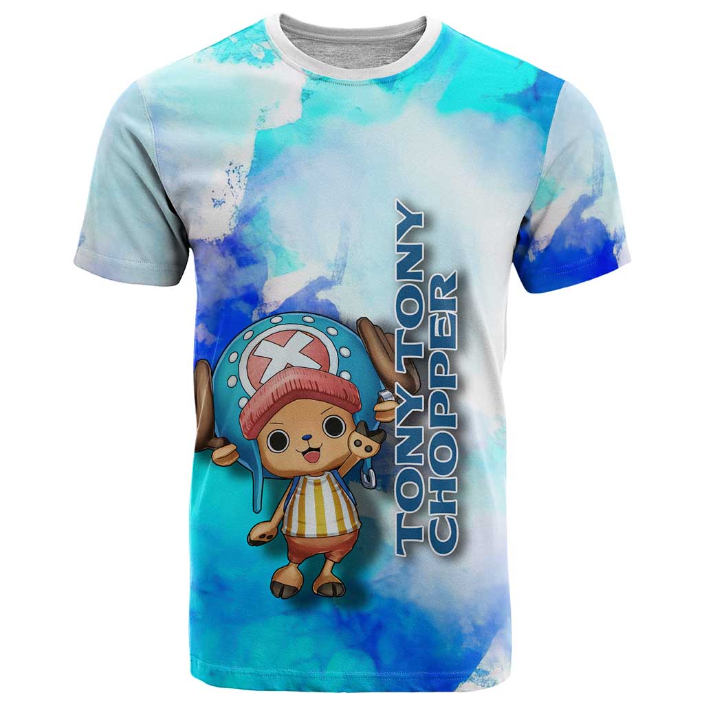 Tony Tony Chopper One Piece Blue Theme T Shirt with Cute Reindeer Design and Transformation Forms - The Mazicc