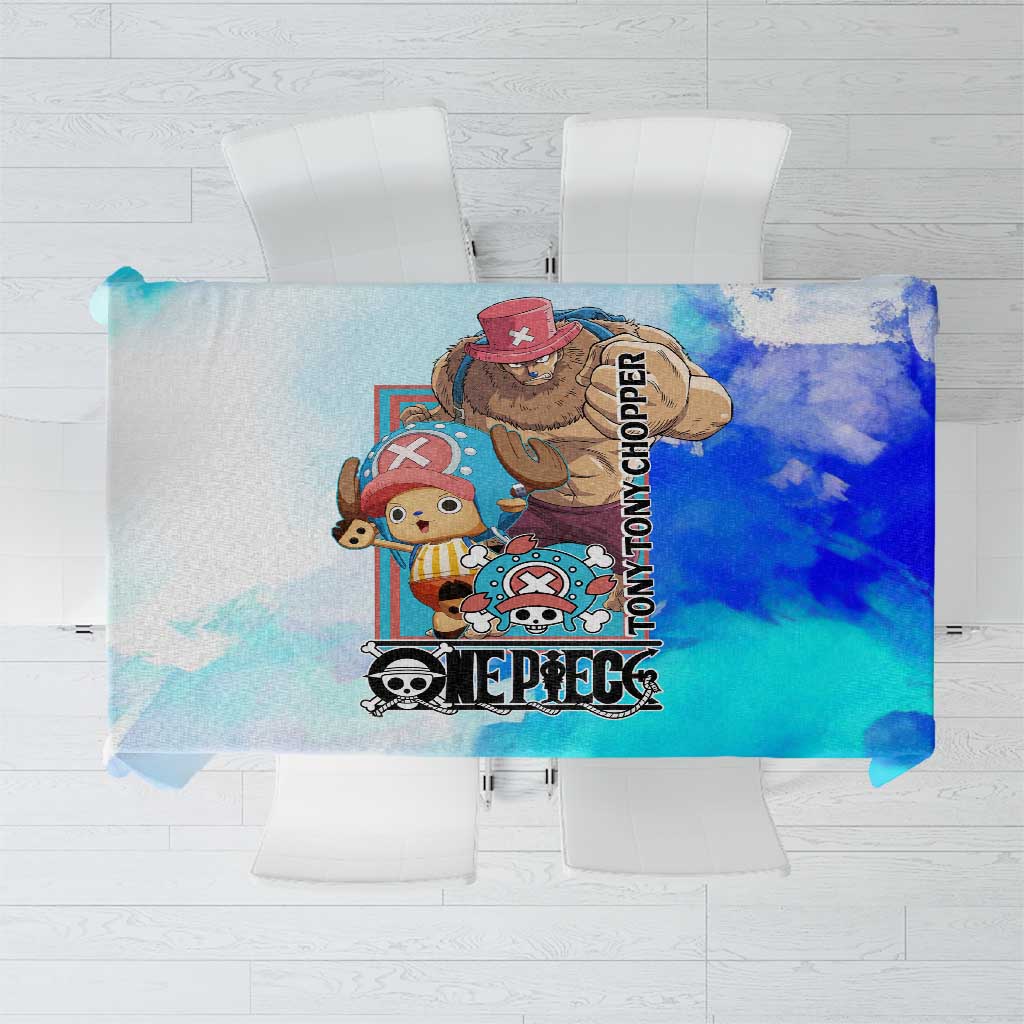 Tony Tony Chopper One Piece Blue Theme Tablecloth with Cute Reindeer Design and Transformation Forms - The Mazicc
