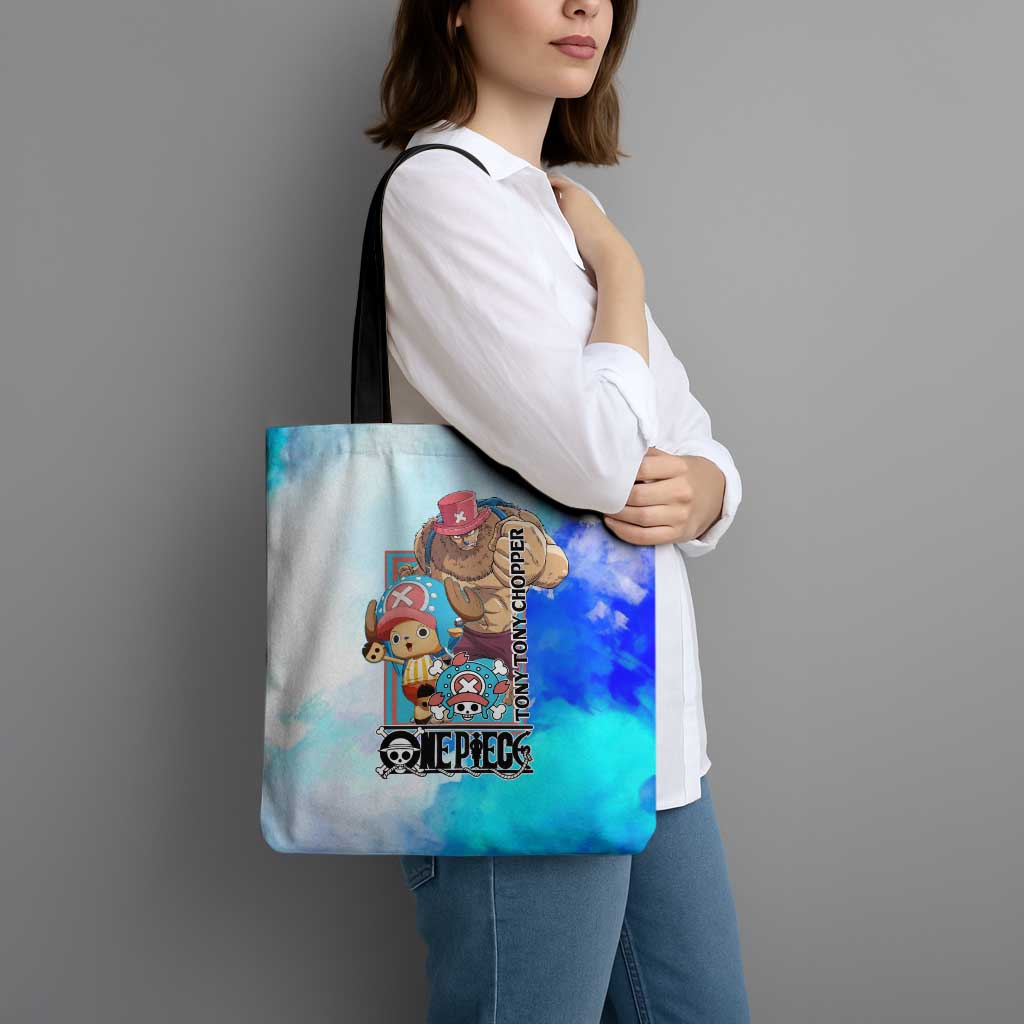 Tony Tony Chopper One Piece Blue Theme Tote Bag with Cute Reindeer Design and Transformation Forms - The Mazicc