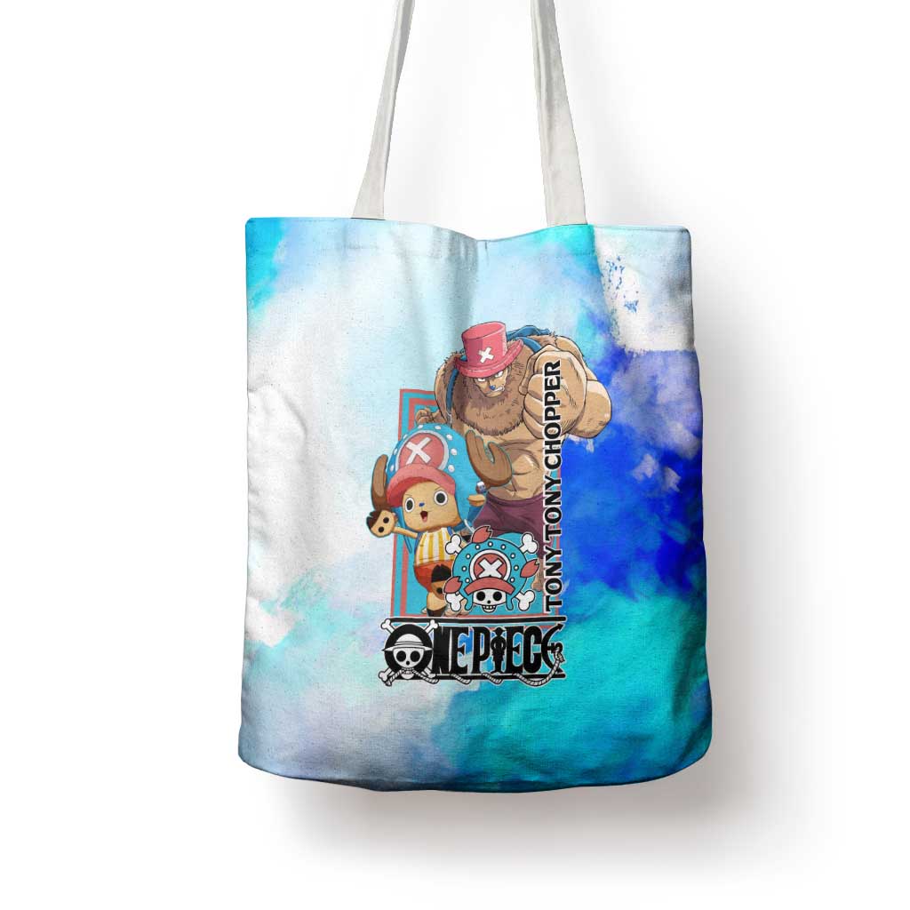 Tony Tony Chopper One Piece Blue Theme Tote Bag with Cute Reindeer Design and Transformation Forms - The Mazicc