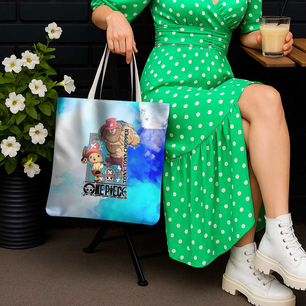 Tony Tony Chopper One Piece Blue Theme Tote Bag with Cute Reindeer Design and Transformation Forms - The Mazicc