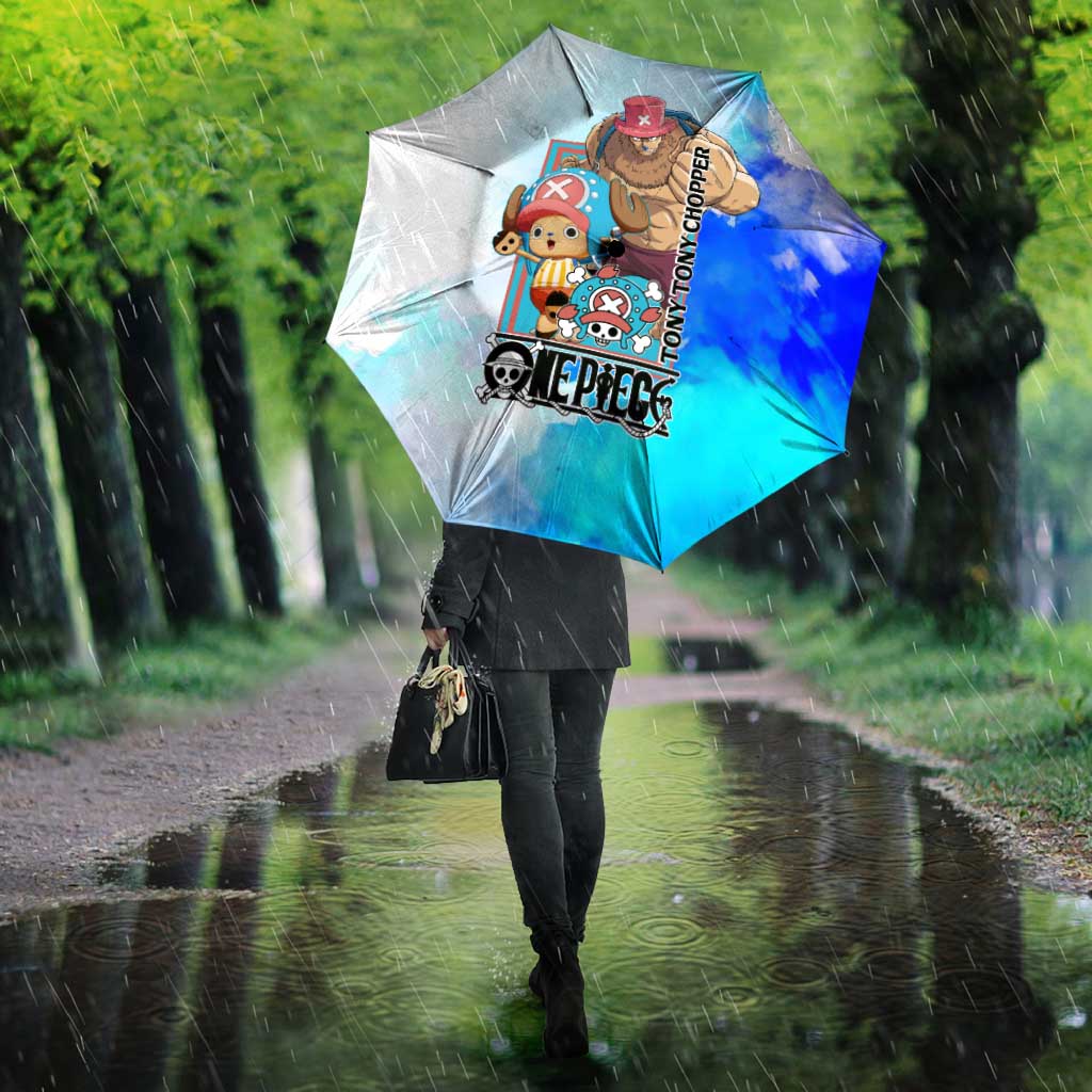 Tony Tony Chopper One Piece Blue Theme Umbrella with Cute Reindeer Design and Transformation Forms - The Mazicc