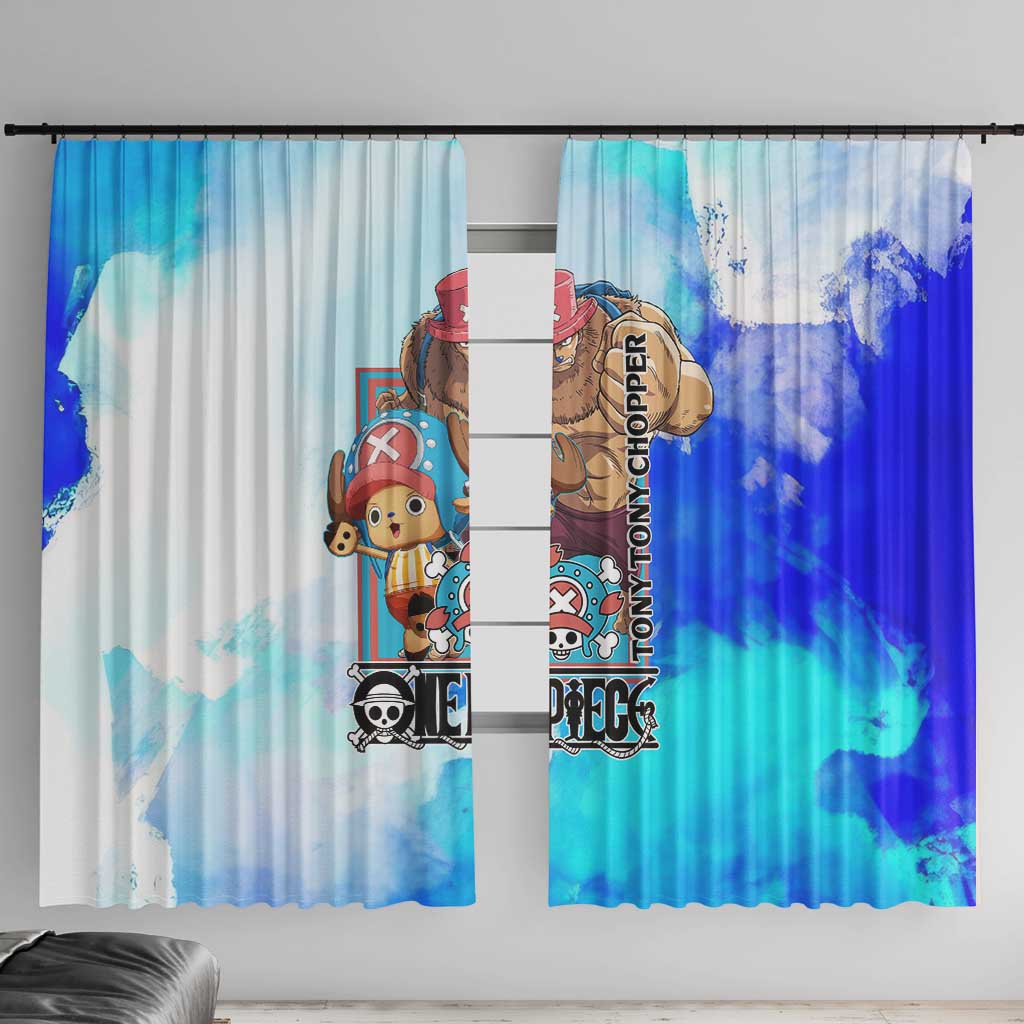 Tony Tony Chopper One Piece Blue Theme Window Curtain with Cute Reindeer Design and Transformation Forms - The Mazicc