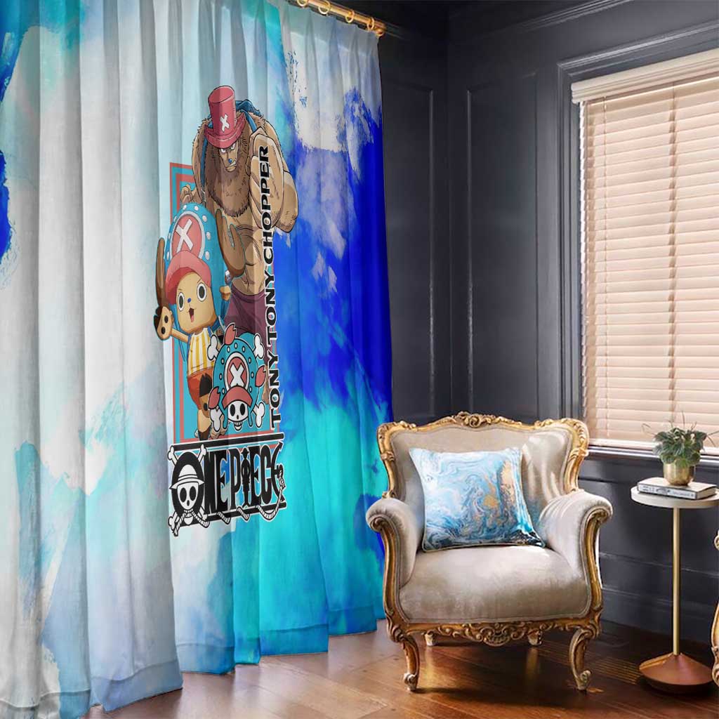 Tony Tony Chopper One Piece Blue Theme Window Curtain with Cute Reindeer Design and Transformation Forms - The Mazicc