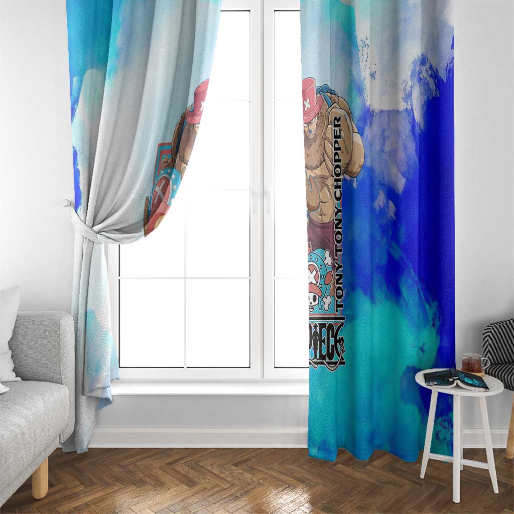 Tony Tony Chopper One Piece Blue Theme Window Curtain with Cute Reindeer Design and Transformation Forms - The Mazicc