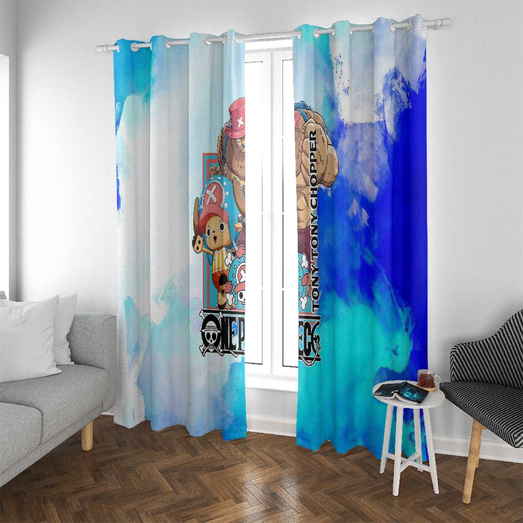 Tony Tony Chopper One Piece Blue Theme Window Curtain with Cute Reindeer Design and Transformation Forms - The Mazicc