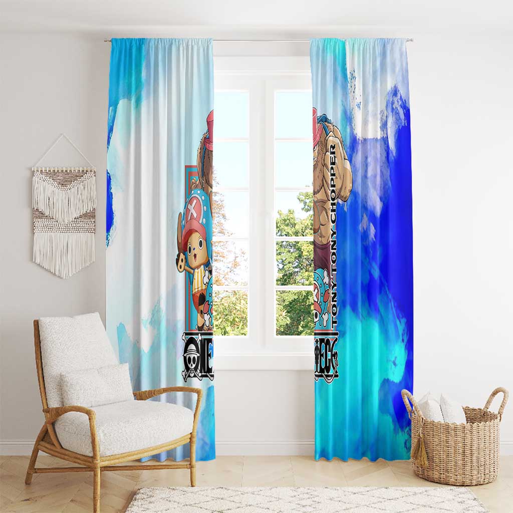 Tony Tony Chopper One Piece Blue Theme Window Curtain with Cute Reindeer Design and Transformation Forms - The Mazicc