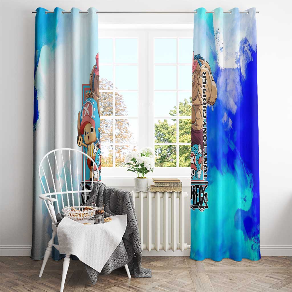 Tony Tony Chopper One Piece Blue Theme Window Curtain with Cute Reindeer Design and Transformation Forms - The Mazicc