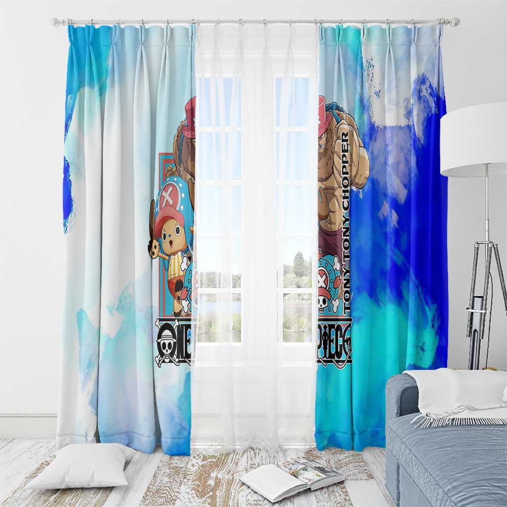 Tony Tony Chopper One Piece Blue Theme Window Curtain with Cute Reindeer Design and Transformation Forms - The Mazicc