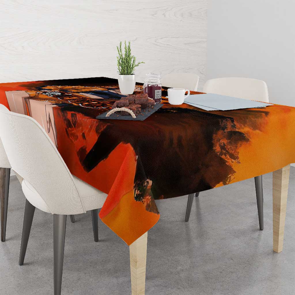 Nami One Piece Orange and Black Theme Tablecloth with Navigator Pose and Weather Staff Design - The Mazicc