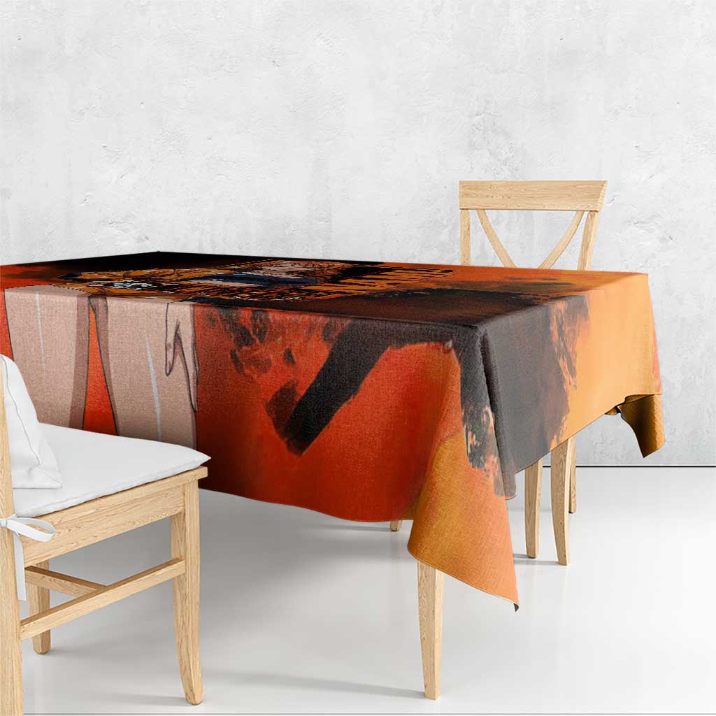 Nami One Piece Orange and Black Theme Tablecloth with Navigator Pose and Weather Staff Design - The Mazicc