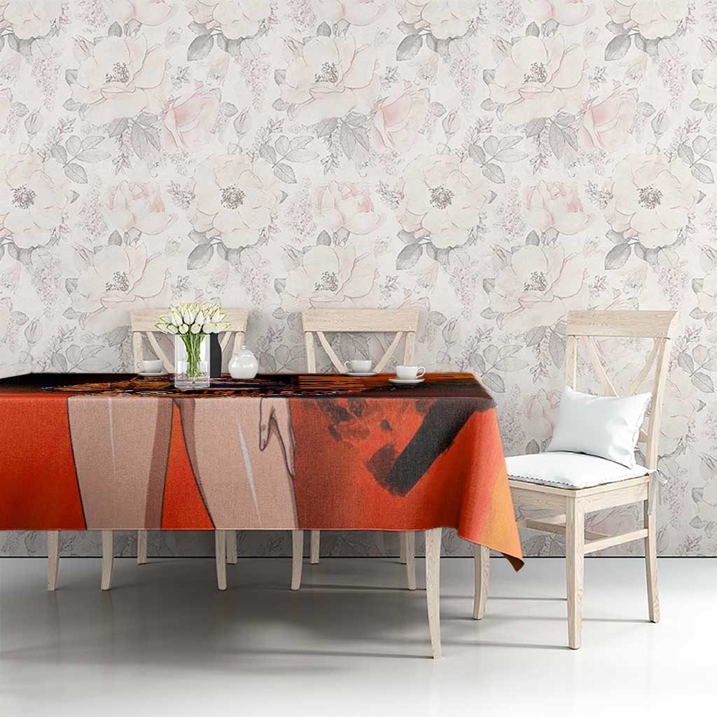 Nami One Piece Orange and Black Theme Tablecloth with Navigator Pose and Weather Staff Design - The Mazicc