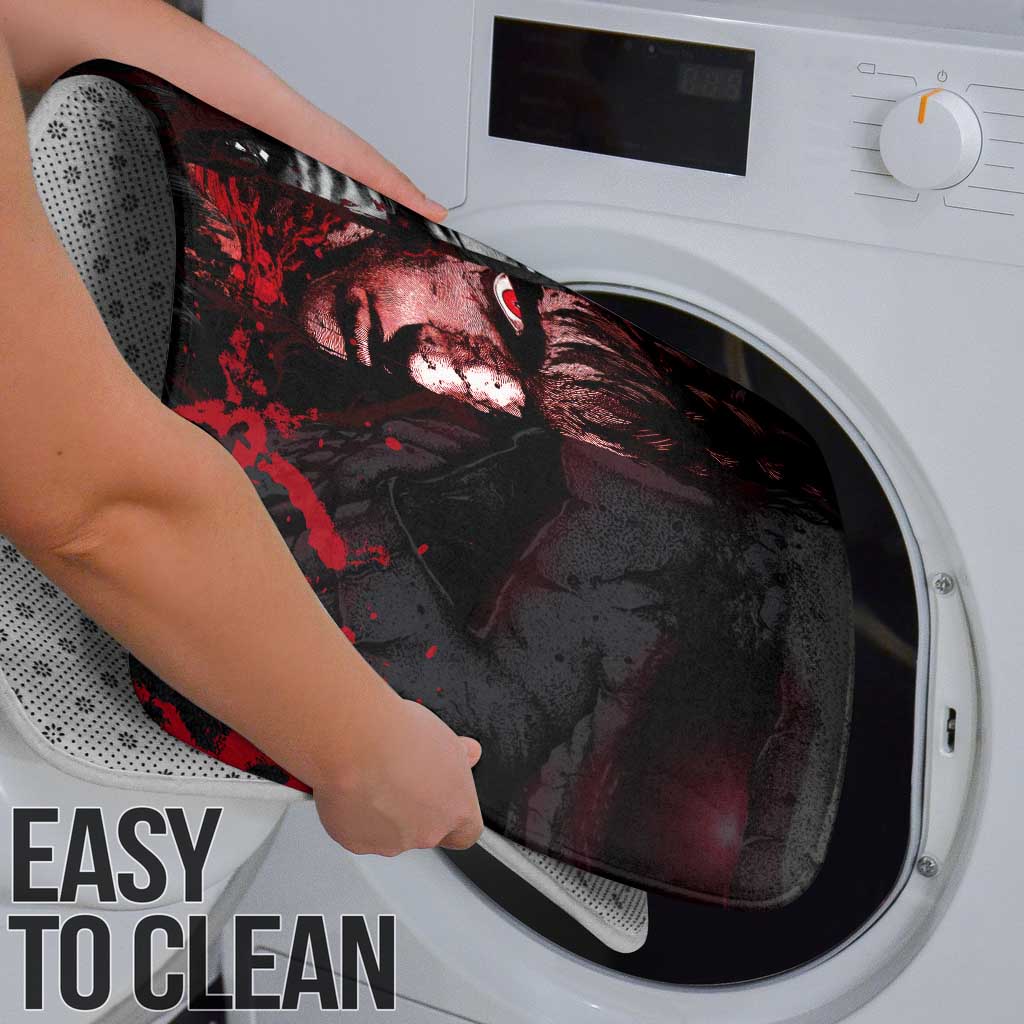 Guts Berserk Dark Theme Bathroom Set with Blood Splatter and Intense Warrior Expression Design - The Mazicc