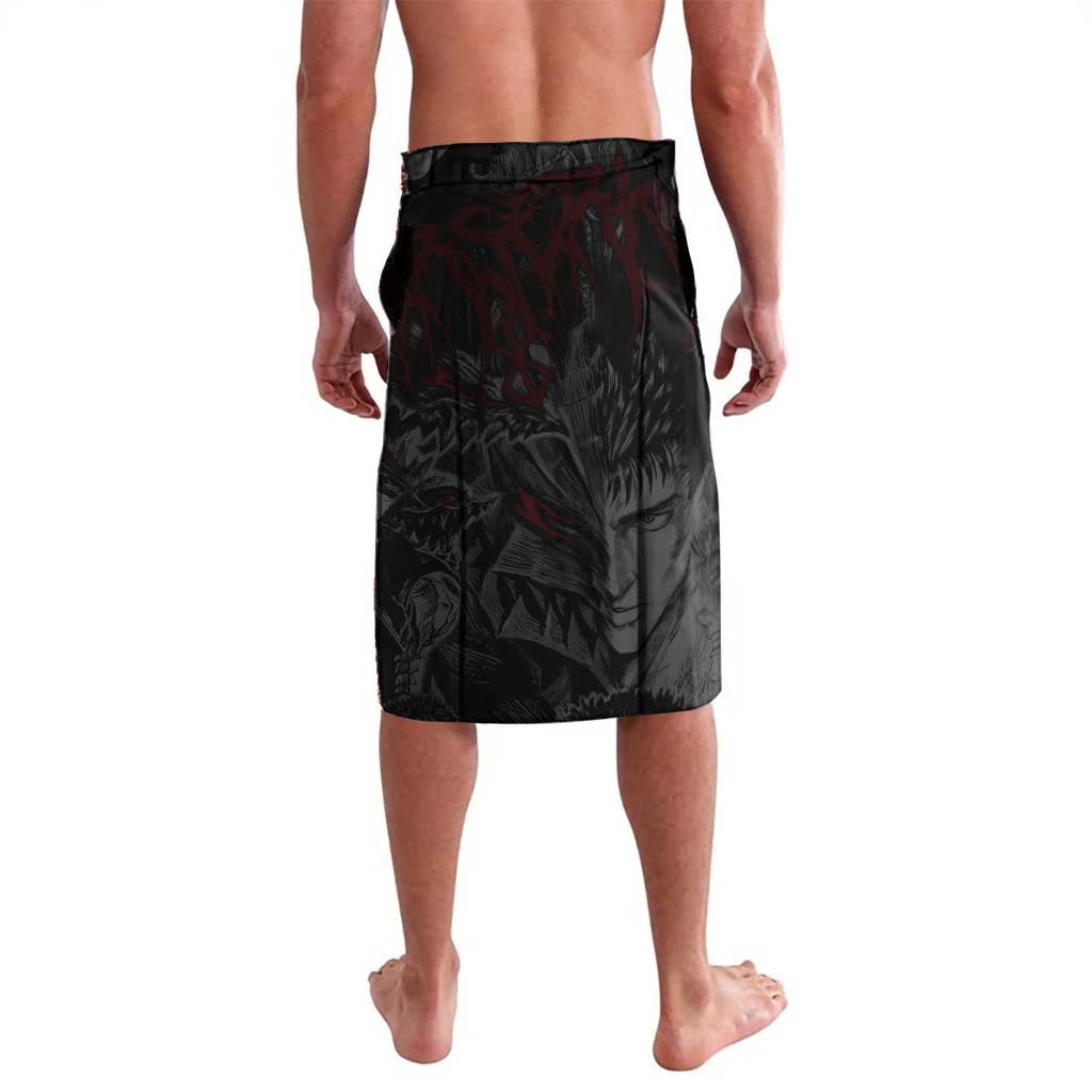 Guts Berserk Dark Theme Lavalava with Blood Splatter and Intense Warrior Expression Design - The Mazicc