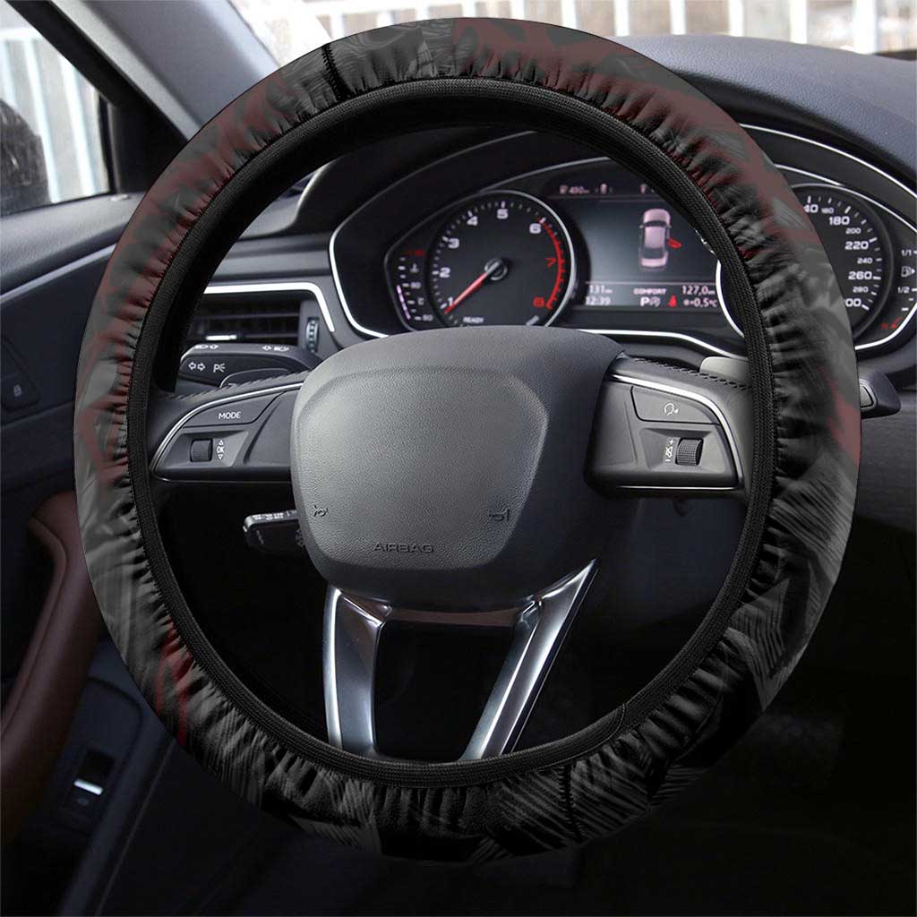 Guts Berserk Dark Theme Steering Wheel Cover with Blood Splatter and Intense Warrior Expression Design - The Mazicc