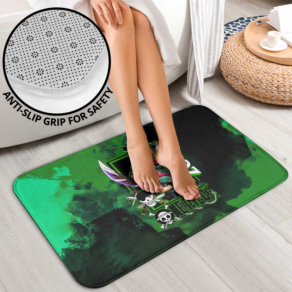Zoro One Piece Green Theme Bathroom Set with Swordsman Pose and Three Sword Style Design - The Mazicc