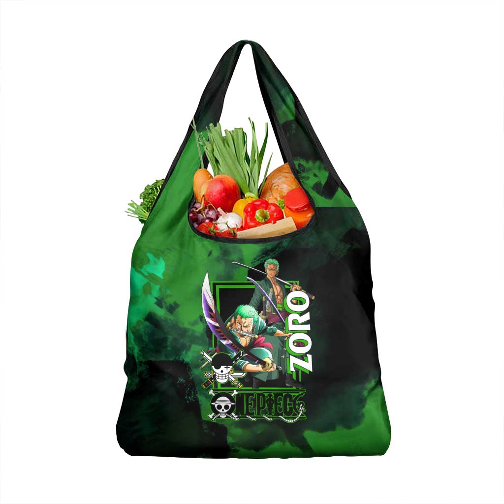 Zoro One Piece Green Theme Grocery Bag with Swordsman Pose and Three Sword Style Design - The Mazicc