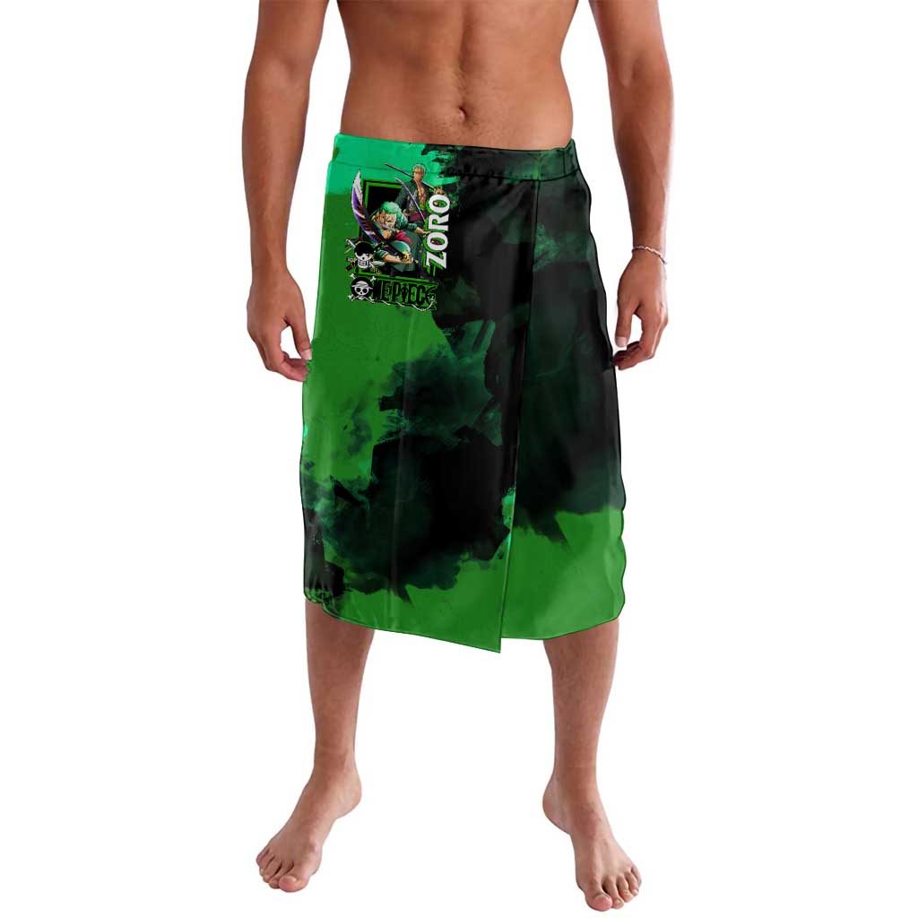Zoro One Piece Green Theme Lavalava with Swordsman Pose and Three Sword Style Design - The Mazicc