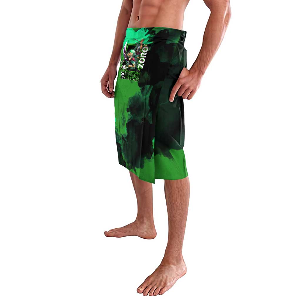 Zoro One Piece Green Theme Lavalava with Swordsman Pose and Three Sword Style Design - The Mazicc