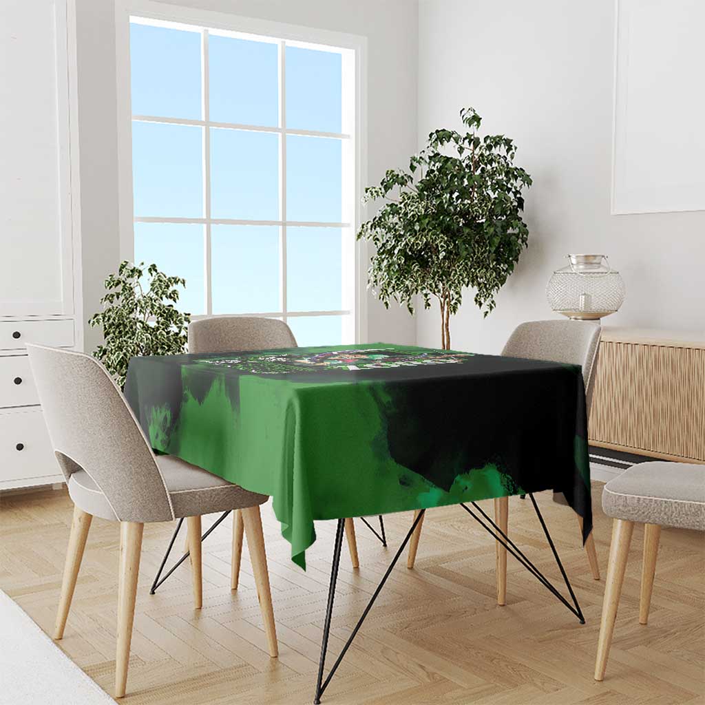 Zoro One Piece Green Theme Tablecloth with Swordsman Pose and Three Sword Style Design - The Mazicc