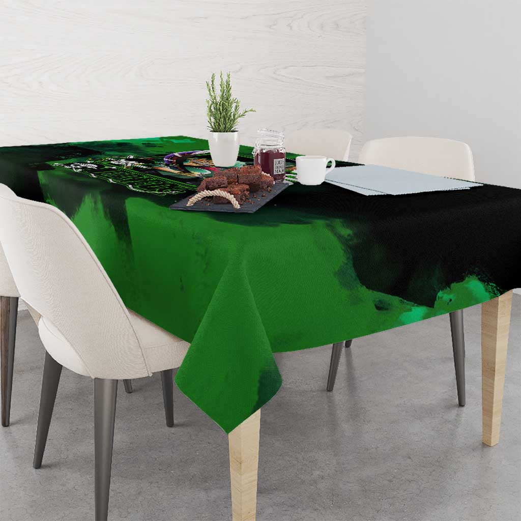 Zoro One Piece Green Theme Tablecloth with Swordsman Pose and Three Sword Style Design - The Mazicc