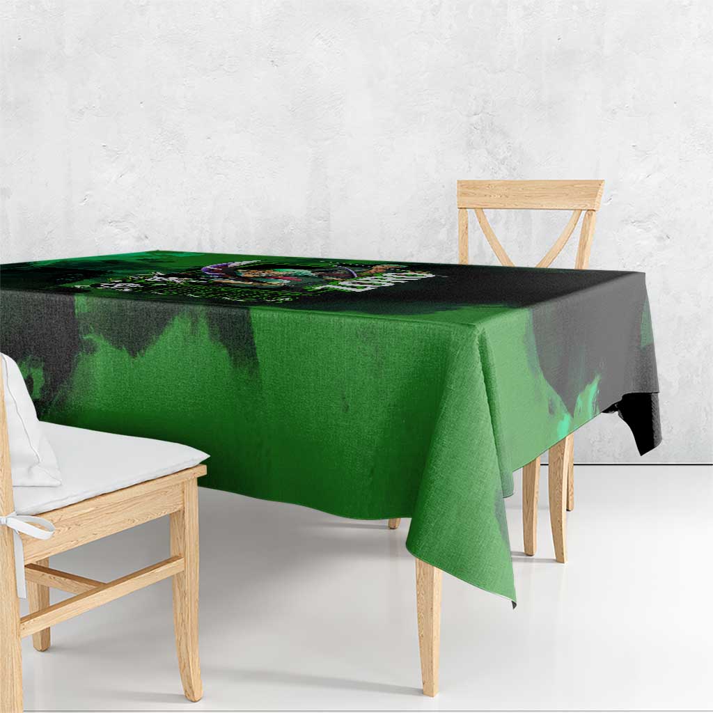 Zoro One Piece Green Theme Tablecloth with Swordsman Pose and Three Sword Style Design - The Mazicc