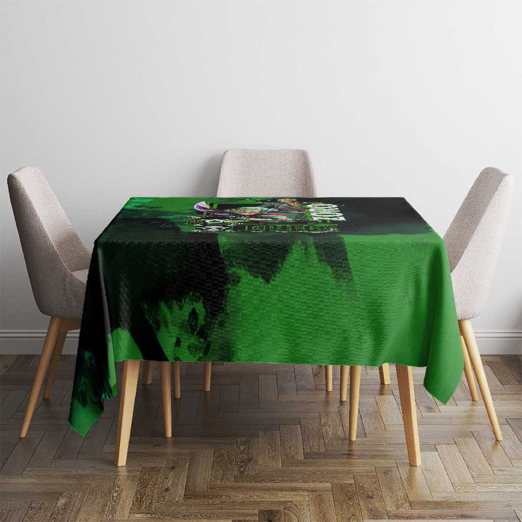Zoro One Piece Green Theme Tablecloth with Swordsman Pose and Three Sword Style Design - The Mazicc