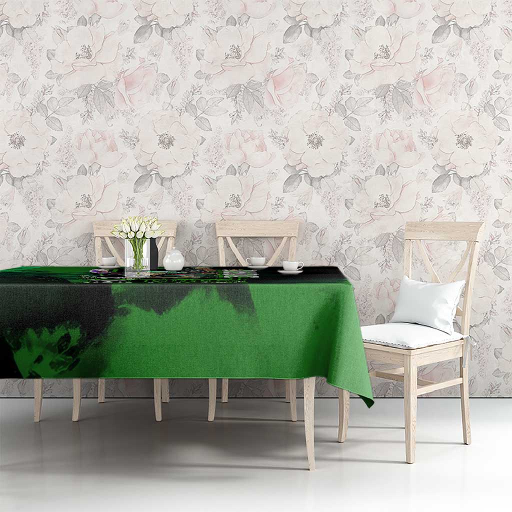 Zoro One Piece Green Theme Tablecloth with Swordsman Pose and Three Sword Style Design - The Mazicc