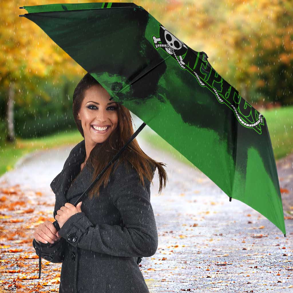Zoro One Piece Green Theme Umbrella with Swordsman Pose and Three Sword Style Design - The Mazicc