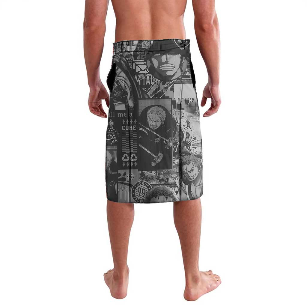 Zoro One Piece Green Theme Lavalava with Manga Collage and Dual Portrait Swordmaster Design - The Mazicc