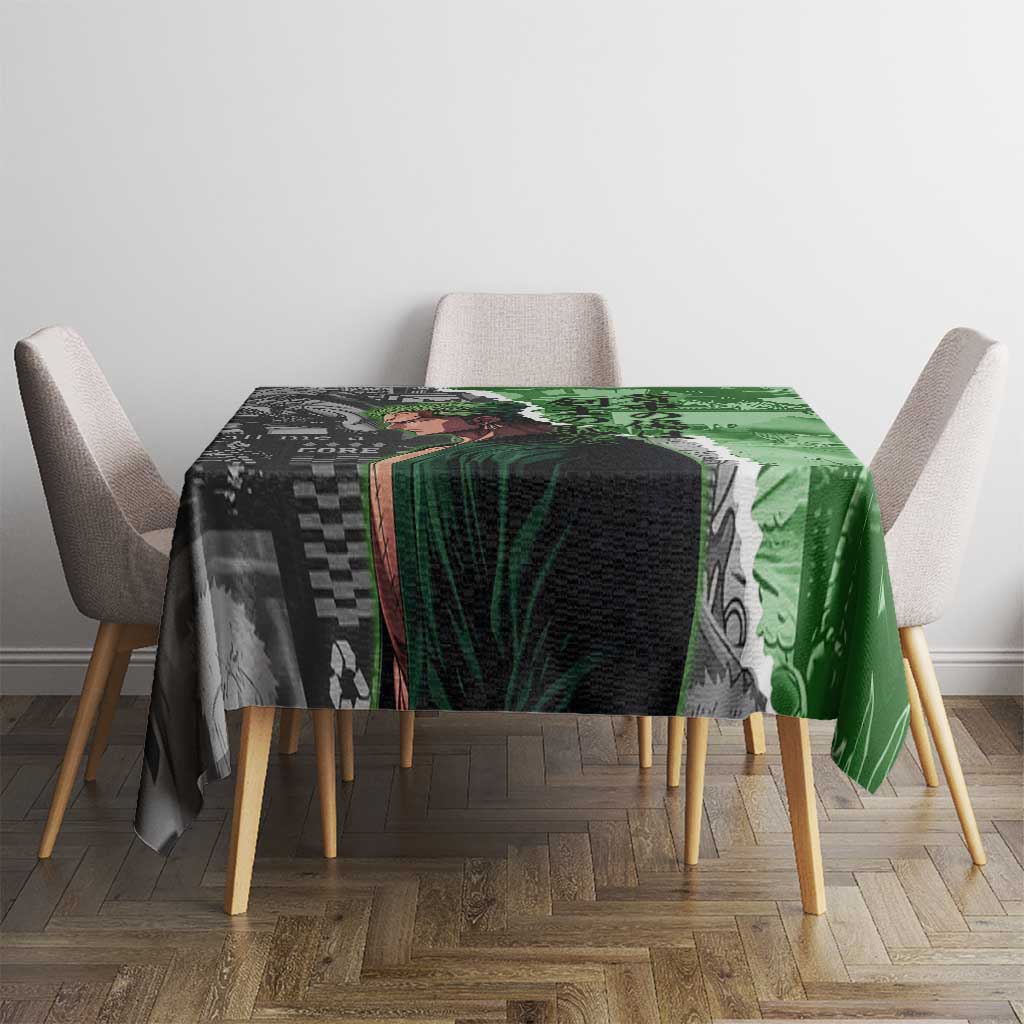 Zoro One Piece Green Theme Tablecloth with Manga Collage and Dual Portrait Swordmaster Design - The Mazicc