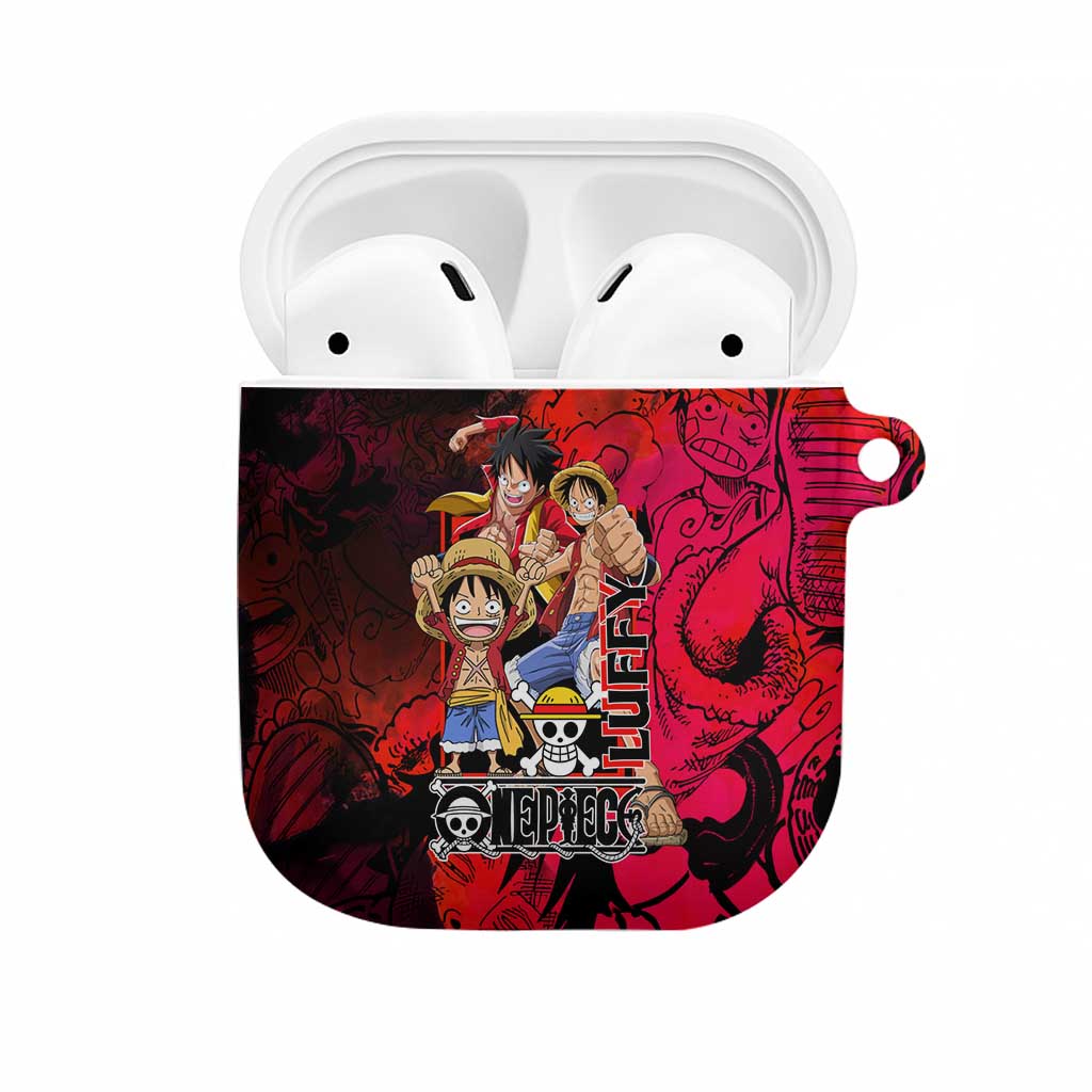 Luffy One Piece Red Theme AirPods Case with Straw Hat Crew and Gear Transformation Design - The Mazicc