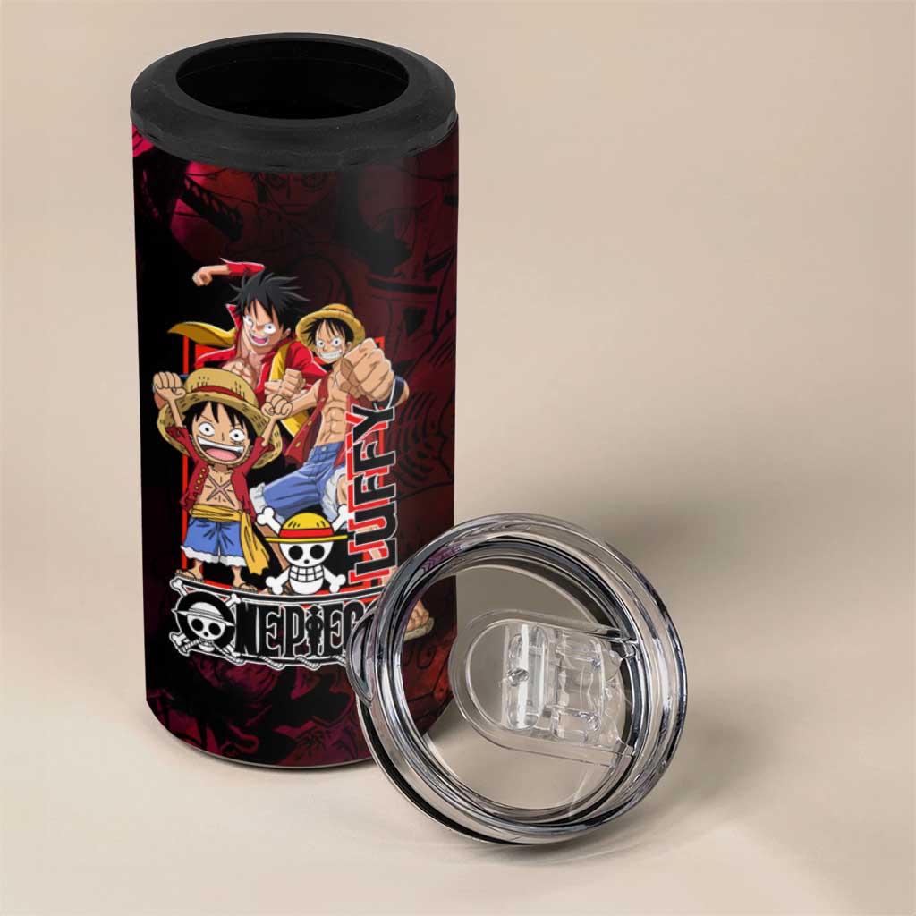 Luffy One Piece Red Theme 4 in 1 Can Cooler Tumbler with Straw Hat Crew and Gear Transformation Design - The Mazicc