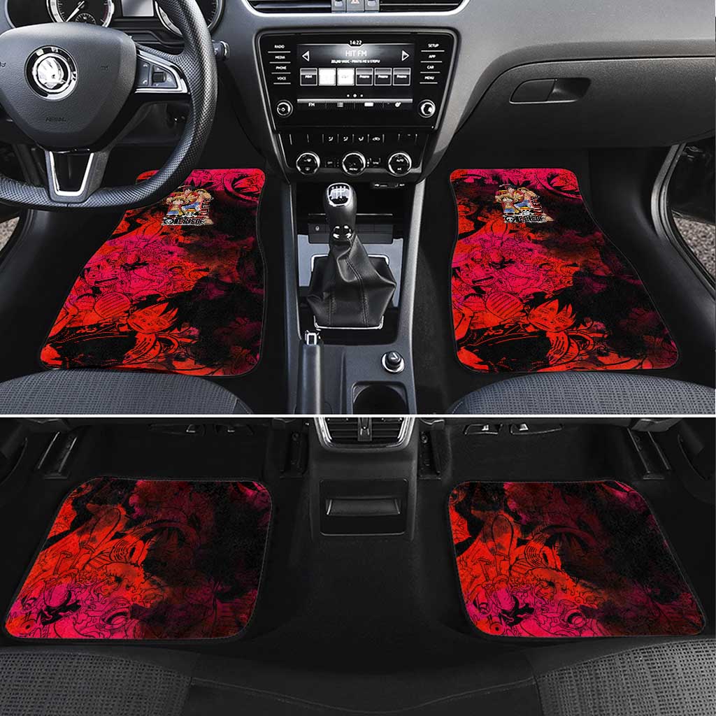 Luffy One Piece Red Theme Car Mats with Straw Hat Crew and Gear Transformation Design - The Mazicc