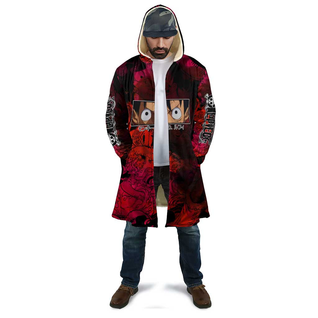 Luffy One Piece Red Theme Cloak with Straw Hat Crew and Gear Transformation Design - The Mazicc