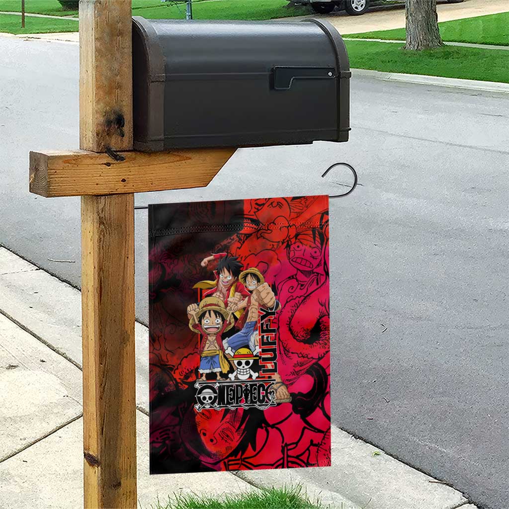 Luffy One Piece Red Theme Garden Flag with Straw Hat Crew and Gear Transformation Design - The Mazicc