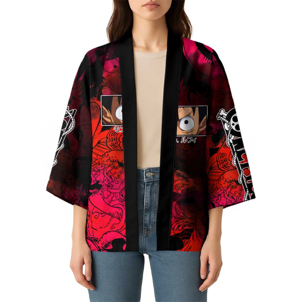 Luffy One Piece Red Theme Kimono with Straw Hat Crew and Gear Transformation Design - The Mazicc